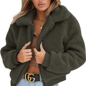 meihuida Women's Thick Warm Teddy Fleece Jacket